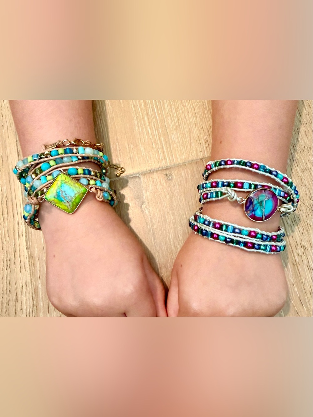 New Handmade Multi-Color 5 Wrap Beaded Bracelet - Sold Separately